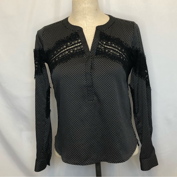 Ann Taylor | Tops | Ann Taylor Petite Black And White Polka Dot And ...